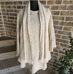 NWT Branigan Weaver Shawl Cape Coat  Scarf One Size‎ Cream Wool Cottagecore